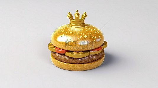 孤立的皇冠汉堡的 3d 渲染