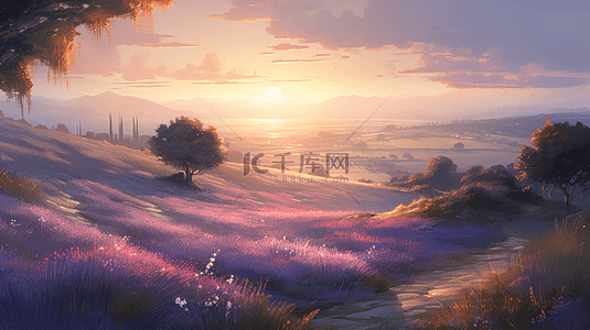 紫色花背景背景背景图片_薰衣草田野天空自然背景