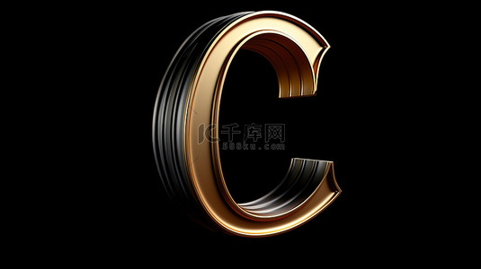 字体背景图片_黑色手写脚本字体字母 c 的 3d 渲染