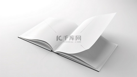 在白色背景上呈现的 3d 顶视图中的空白书籍封面