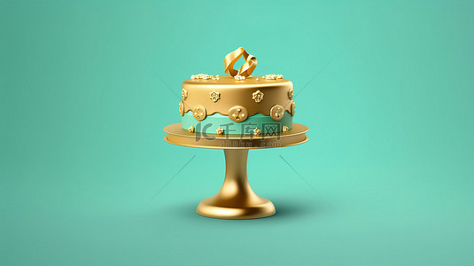 标志性的生日蛋糕，潮水绿色背景上的福尔图纳金符号