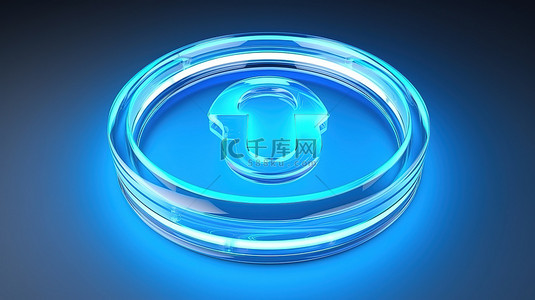 3D 插图圆形对话框，具有蓝色色调的男性性别符号