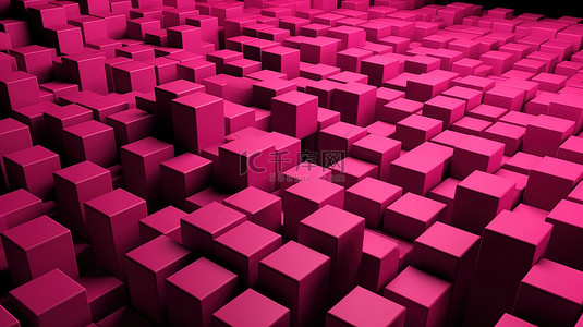 单色设置中的粉红色方形行几何图案的 3d 插图