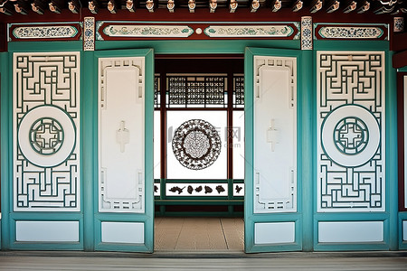 钟背景图片_韩国传统房屋，外门通向中国东部