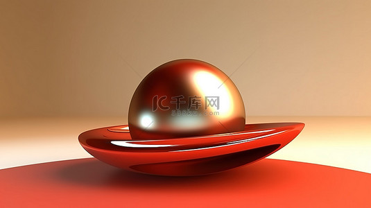 变形金刚电影背景图片_米色背景抽象 3D 渲染的特写，带有变形的红色球体