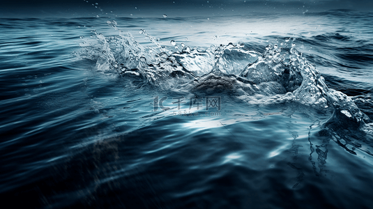 蓝色水花溅起的水滴水波纹背景