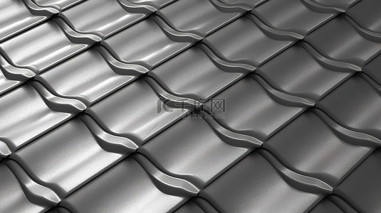 耐用的灰色金属纤维屋顶纹理，提供终极防晒和防雨 3D 插图