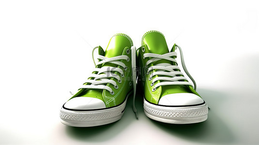 白色背景搭配绿色运动鞋的插画