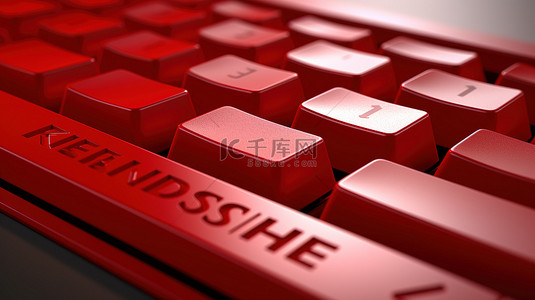 白色电脑键盘的极端特写的 3D 渲染，带有标记为“善意”的红色键