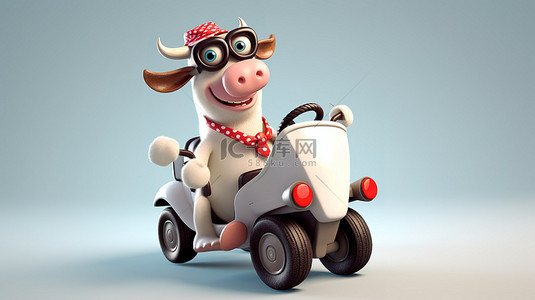 牛奶背景图片_异想天开的牛司机 3d 动画角色