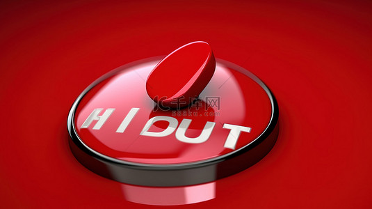 电脑光标背景图片_带有鼠标光标手的红色新按钮的 3d 插图