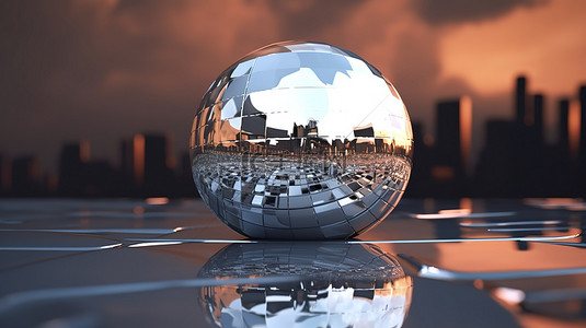 阴天背景图片_通过 3D 渲染创建的阴天环境中几何形状的球面反射