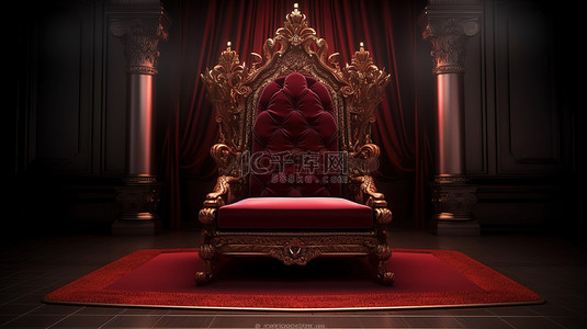 vip 概念红色皇家宝座在 3d 渲染