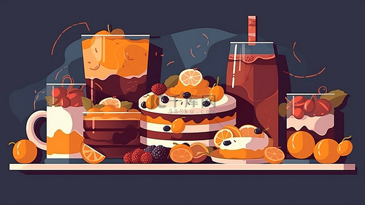 草莓卡通水果背景图片_食物水果美食蛋糕