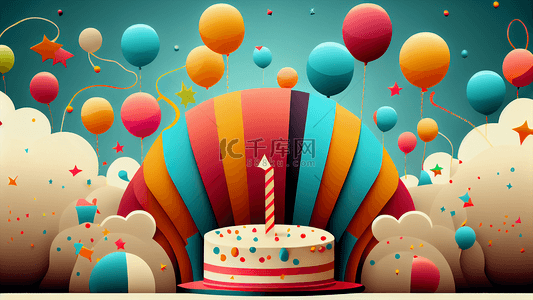 生日剪纸风格气球背景