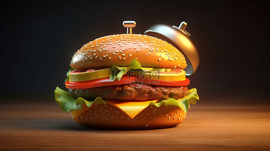 汉堡主题闹钟的 3D 渲染