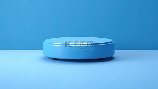 蓝色讲台的简约 3D 渲染在匹配的产品展示背景上
