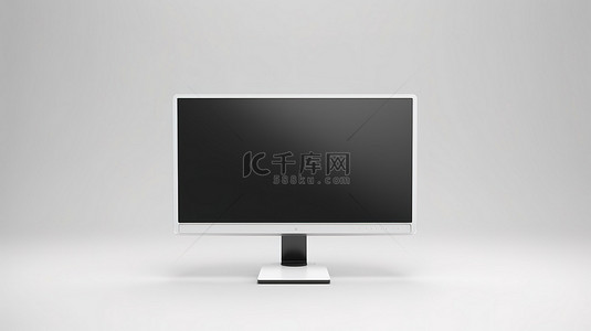 画展手提袋设计背景图片_灰色背景，3D 渲染的计算机显示器显示空白屏幕