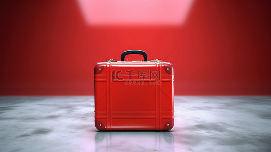 充满活力的红色手提箱的数字 3D 渲染