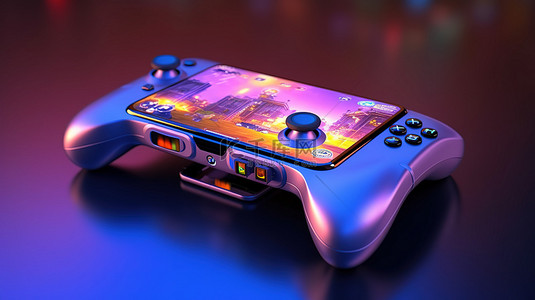 智能手机游戏概念与游戏控制器游戏手柄和 3D 插图中的复制空间