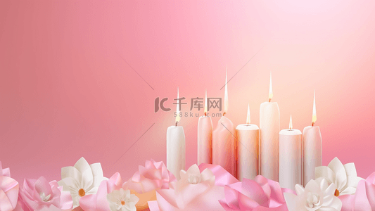 生日庆祝蜡烛鲜花背景