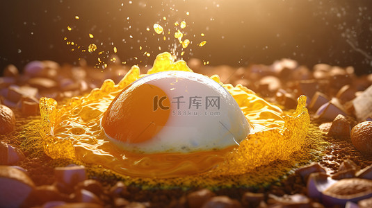 蛋黄背景图片_加密货币早餐喜悦 3D 渲染雪崩蛋黄单面朝上