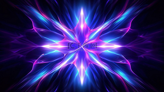 酷霓虹灯星 4k 超高清发光抽象背景蓝色和紫色 3D 插图艺术