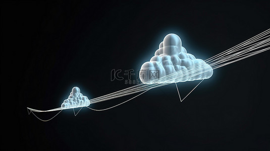 带上传进度条和电缆线的云数据存储概念 3d 白云