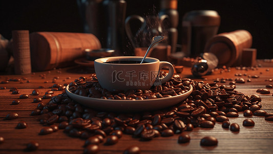 饮料海报背景图片_咖啡饮品饮料勺子杯子