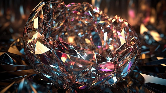 3d 渲染中的抽象钻石背景组合