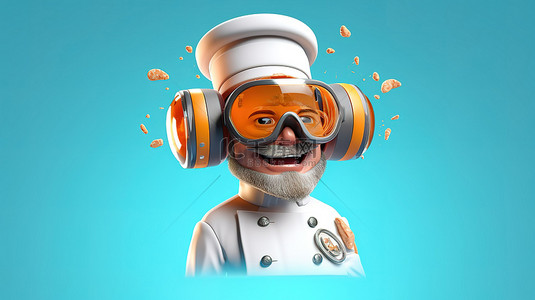 虚拟现实厨师的搞笑 3D 描绘