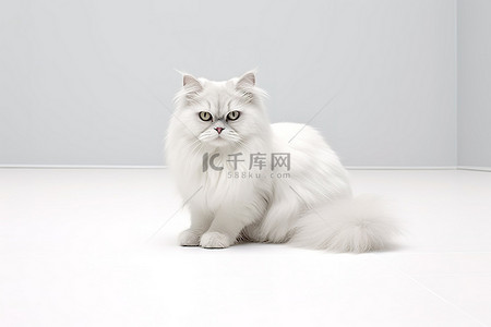 地板背景图片_白猫坐在工作室前的地板上