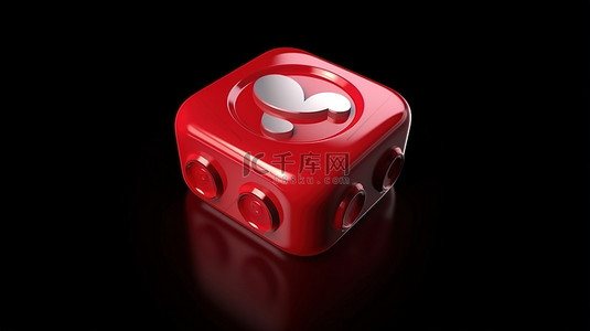 音乐的播放器背景图片_带有标志性符号的红色社交媒体播放器按钮的前视图 3D 渲染