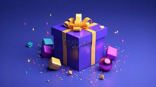 情人节图标背景图片_用于在线销售页面的 3d 渲染生日礼品盒图标