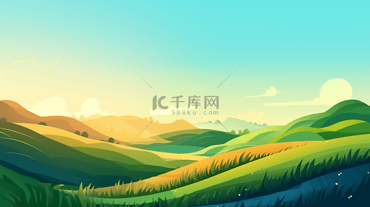 卡通田背景图片_创意唯美田野风景