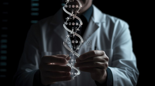 医疗人员手背景图片_医疗专业人员展示 3D 打印 DNA 模型