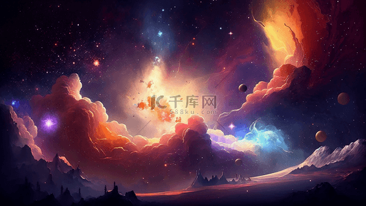 星空宇宙漂亮的插画背景