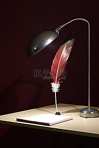 毛笔背景图片_带灯的剪贴板上的羽毛笔