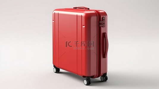深红色手提箱的白色背景模型 行李箱的 3D 渲染