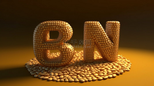 咖啡豆转变成 3D 字体来拼写“bean”