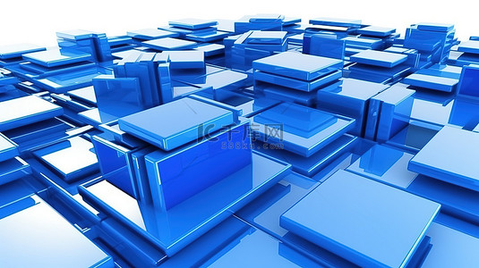 蓝色和白色网站建设的 3d 插图