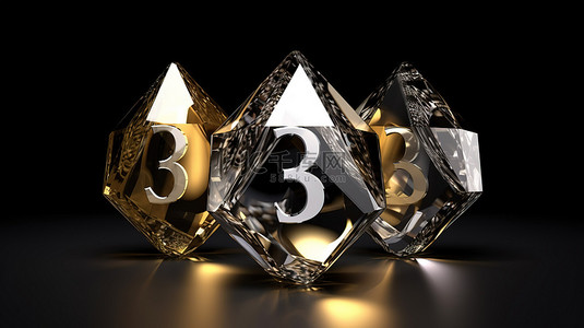 9岁生日背景图片_金银和玻璃水晶数字三部曲纪念 3d 渲染