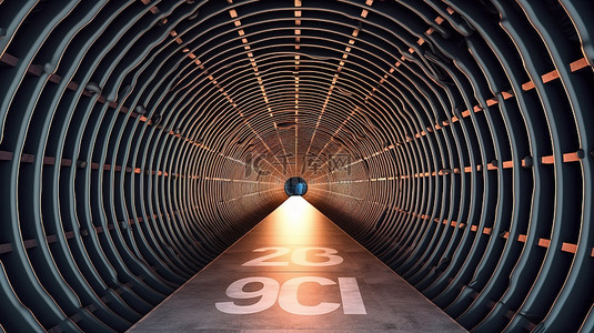 物联网背景图片_技术隧道的 3D 渲染，带有象征分散互联网的铭文 Web 3