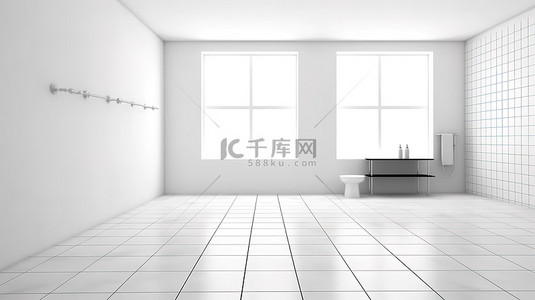 地板背景图片_整洁的空间完美无瑕的房间，拥有光滑的白色墙壁和光滑的瓷砖地板