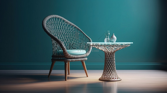 高清家居背景图片_3d 渲染中的家居装饰单椅和咖啡桌
