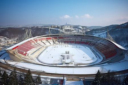 国家体育场背景图片_庆日国家体育场下雪了