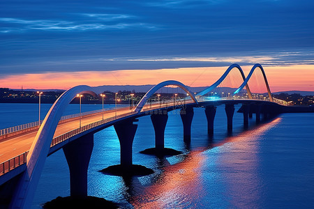 深圳跨海大桥背景图片_夕阳下的跨海大桥