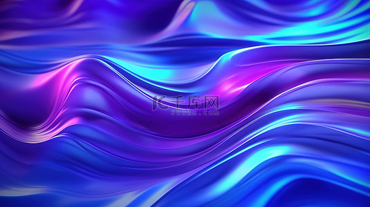 抽象动态表面运动设计模板上的流体蓝色和紫色波纹波