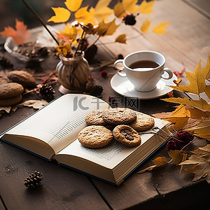 秋季桌椅茶书饼干饼干