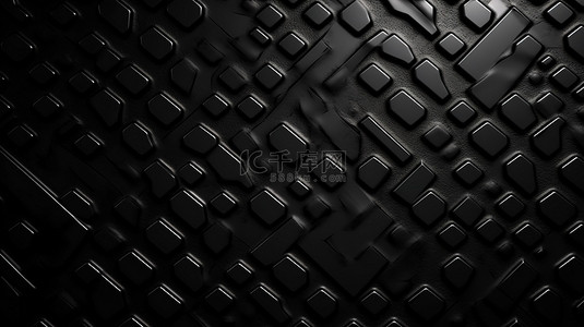 质感盘子背景图片_具有 3D 渲染黑色金属质感的深色背景